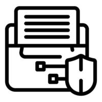 Shield protecting data transfer with document behind symbolizing secure file sharing vector