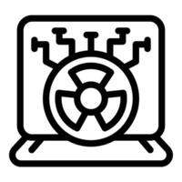 Computer virus using nuclear symbol representing online danger and cyberattack vector