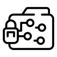 Secure data management system symbolized by folder and padlock vector