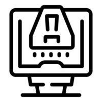 Computer sending a warning notification icon representing system alert vector