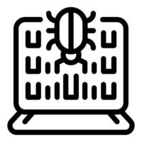 Big bug infecting laptop screen with binary code vector