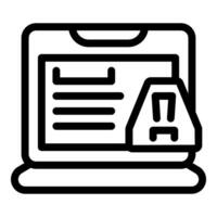 Laptop showing warning message icon for system error or virus detection vector