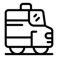 Public transport icon showing modern tram running on rails vector