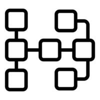 This simple icon shows interconnected squares representing a workflow or process vector