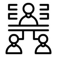 Manager managing two employees with checklist symbol vector