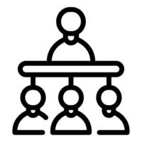 Manager leading three employees icon showing business hierarchy vector