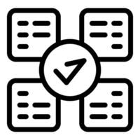 Completing tasks icon showing check mark validating finished items vector