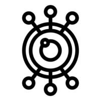 Abstract icon showing a network connecting to central hub with satellites vector