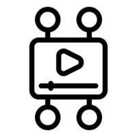 Video player connecting with four circles representing network sharing vector