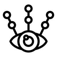 Eye watching through magnifying glass representing concept of data analysis vector