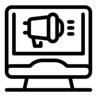 Digital marketing campaign showing megaphone on computer screen vector