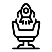 Rocket launching from office chair symbolizing startup business venture vector
