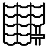 Construction worker installing roof tiles using scaffolding system vector