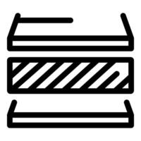 Warehouse worker is putting cardboard box on storage rack icon vector