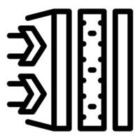 Air flow passing through three layers material icon vector