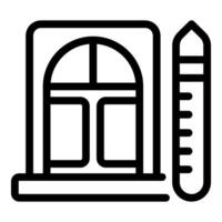 Architect measuring window dimensions with measuring tape icon vector
