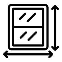 Measuring window icon depicting width and height dimensions vector