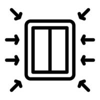 Double window installating with arrows pointing center vector