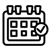 Calendar page with check mark showing scheduled appointment vector