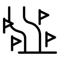 Winding road leading to multiple flags representing different goals vector