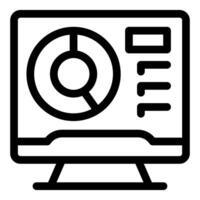 Computer showing graphs and charts for market analysis and business analytics vector