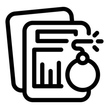 Bomb exploding on business report icon outline vector