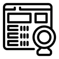 Web platform showing online survey being filled with webcam icon vector