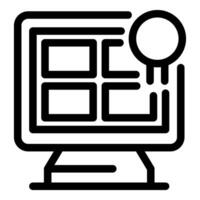 Computer program showing data analysis with magnifying glass icon vector