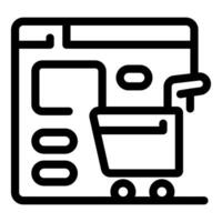 Online shop website showing shopping cart icon for ecommerce vector