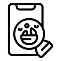 Phone showing salad analyzing app with magnifying glass icon vector