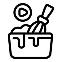 Online cooking show mixing bowl whisk play button icon vector