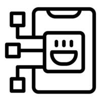 Mobile phone showing happy emoji connecting with multiple devices vector