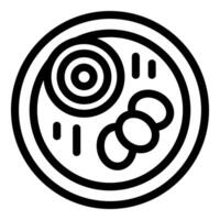 Round plate showing delicious appetizing food with garnish icon vector