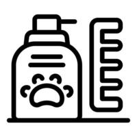 Pet shampoo bottle with dispenser and comb for grooming vector
