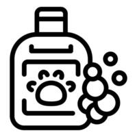 Dog shampoo bottle making bubbles for pet hygiene vector