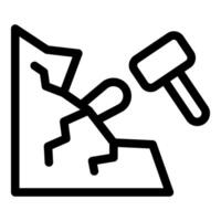 Construction worker breaking wall with sledgehammer icon vector