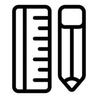 Black and white icon of a ruler being used to measure length vector