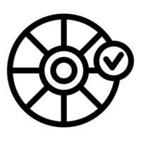 Data analysis results with pie chart and check mark icon vector