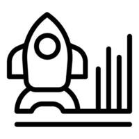 Spaceship taking off showing growing chart bars vector