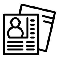 Recruiter reviewing resume with candidate information for hiring process vector