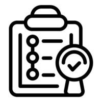 Magnifying glass validating checklist on clipboard for quality control vector
