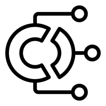 Line icon style graphic depicting data analysis connecting points vector
