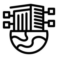 Data center connecting to global network through cables vector