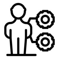 Person connecting gears representing teamwork and collaboration vector