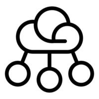 Cloud computing distributing data to multiple devices icon vector