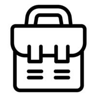 Black outline icon of a business briefcase representing work vector
