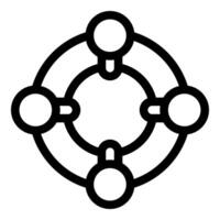 Four nodes connecting in circular network diagram vector