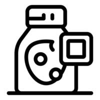Sport nutrition container with square sign showing protein amount line icon vector