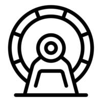 Line icon of an astronaut using a centrifuge for high gravity training vector