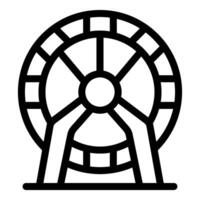 Hamster wheel standing on support with metal grid inside for running pet vector